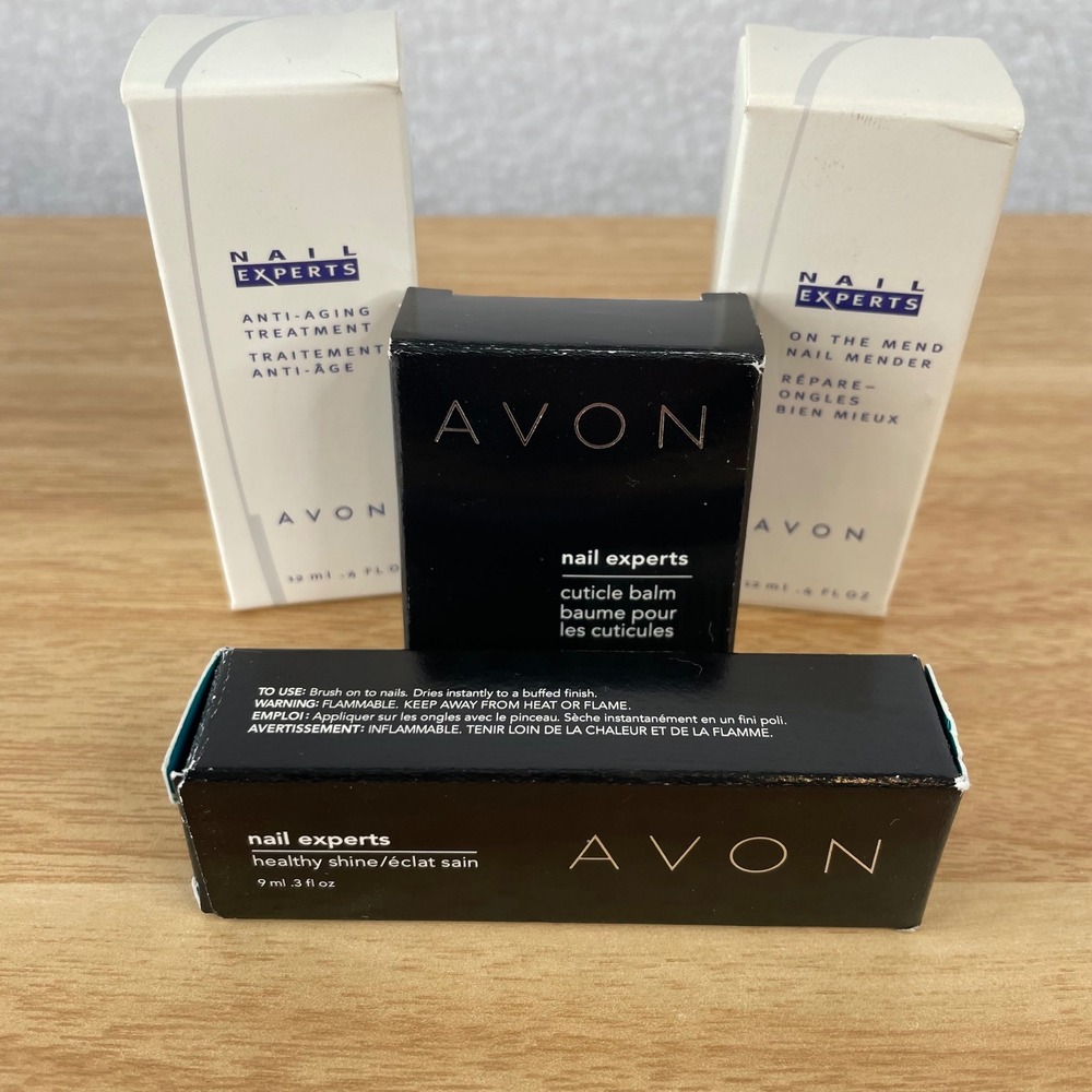 Avon Nail Experts 4pc Set Anti-Aging Treatment Nail‎ Mender Cuticle Balm Shine